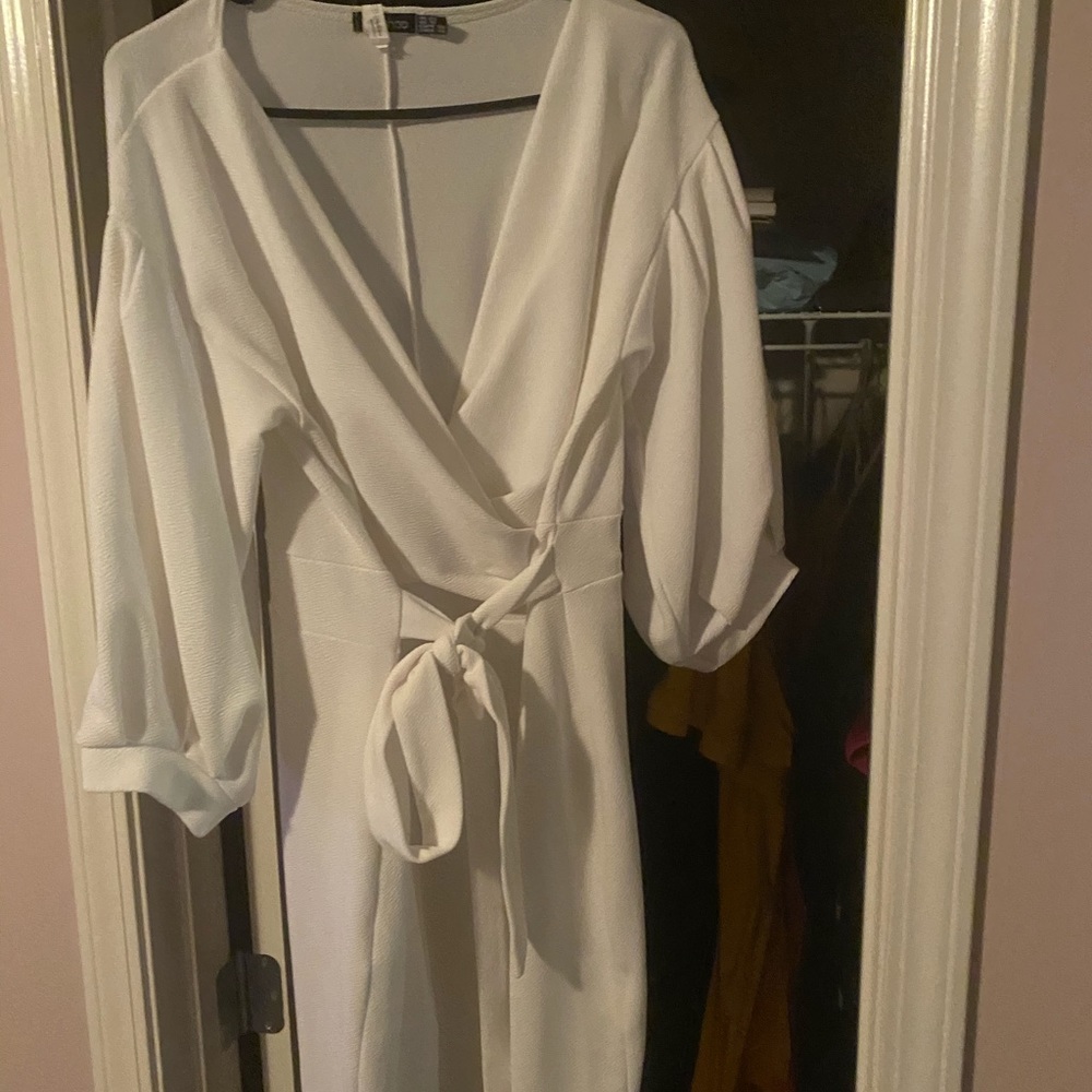 White knee length dress